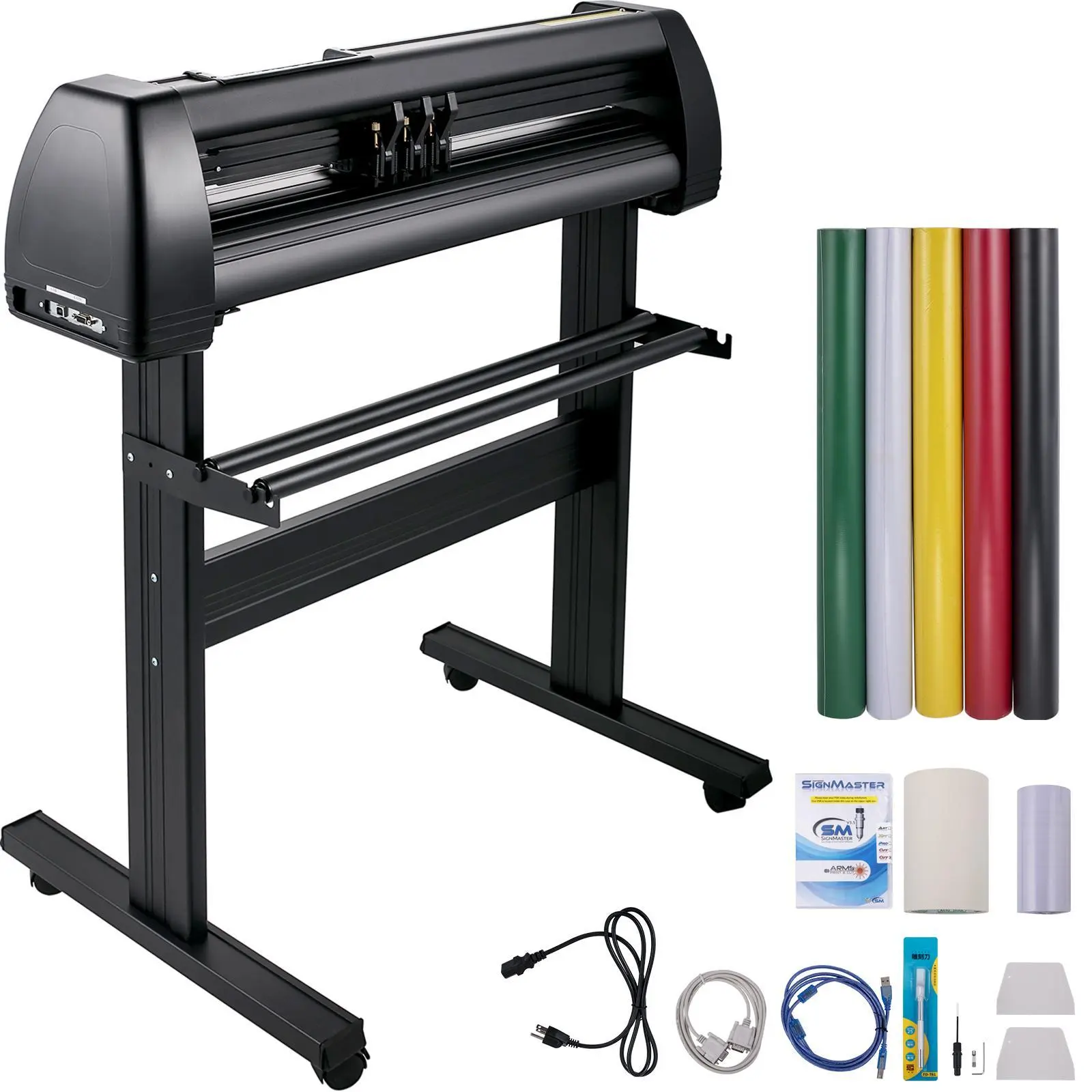 【Backtoschool】VEVOR Vinyl Cutter Machine, 28inch Vinyl Plotter, LCD Display Plotter Cutter, Adjustable Double-Spring Pinch Rollers Sign Cutting Plotter, Plotter with Signmaster Software for Design and Cut