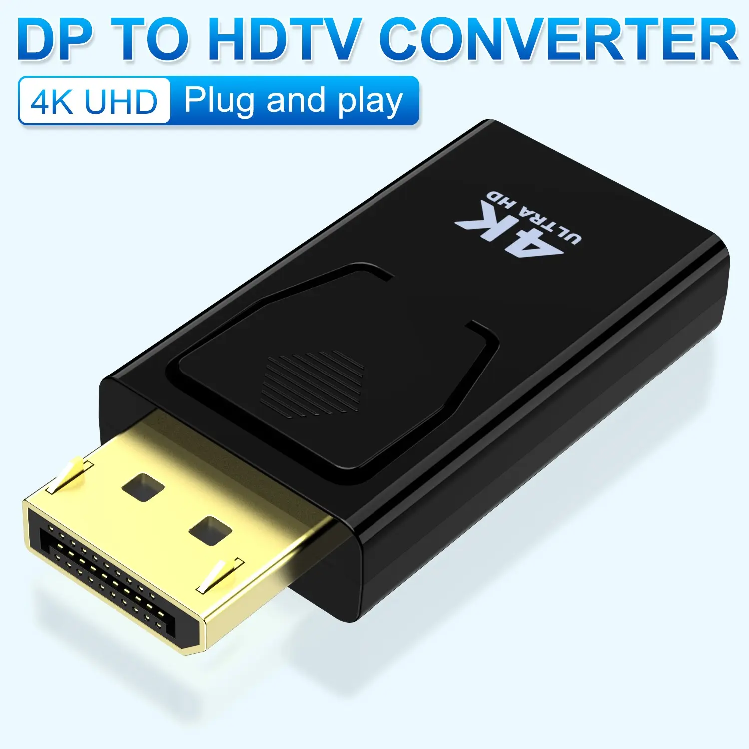 Dp to HDMI 4K Connector Adapter, Displayport Male to HDMI Female Converter, Video Audio Switcher for Computers Tvs Laptops, High-Quality Connection
