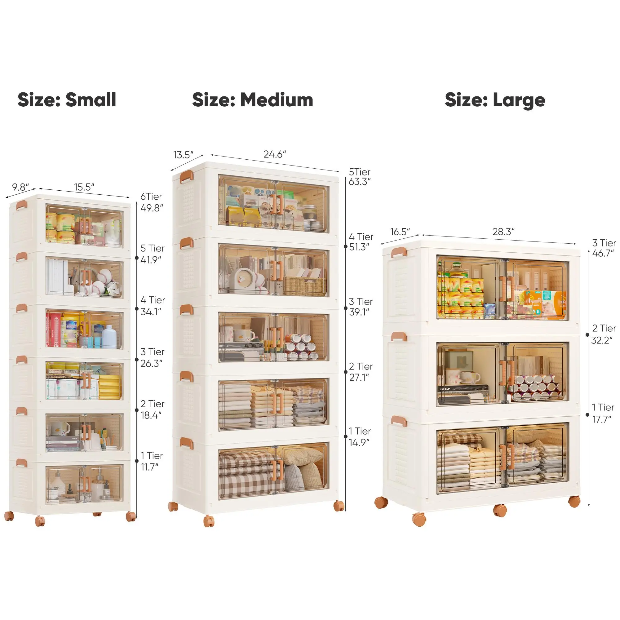 【Clearance】Raybee Furniture Stackable Plastic Storage Bins with Lid & Wheels, Collapsible Storage Boxs, Closet Organizers and Storage Bins for Bedroom