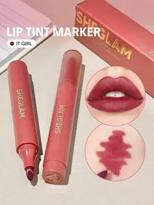 SHEGLAM Love Stained Lip Tint Marker – It Girl | Matte Wine Lip Stain Pen | Long-Lasting Lip Liner & Tint