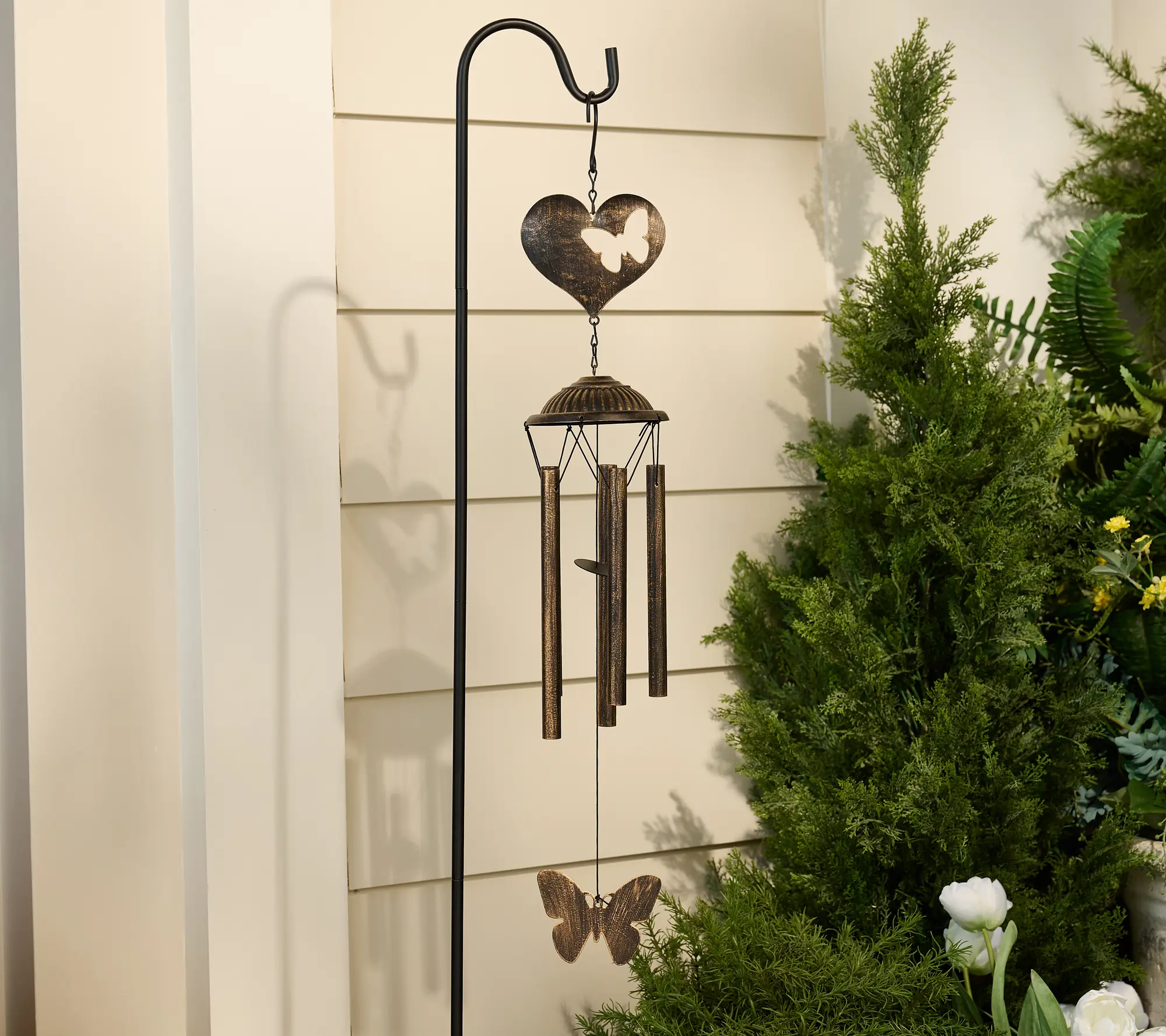 Girl Next Door Heart Shaped Windchime w/ Icon and Shepherds Hook