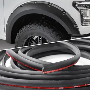 Fender Flares Edge Trim,Fender Flares EPDM Rubber Seal for Car and Truck Wheel Arch Well,Rubber Gasket for Fender Flare Universal,Bonds with Self-Adhesive Automotive Grade Tape,T Style,Black (12ft)