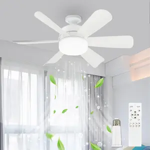 6-leaf Ceiling Fan Light, Dimmable Ceiling Lights, Modern Ceiling Fan Light with Remote Control, Detachable Blade Fan Light for Living Room, Bedroom, Kitchen
