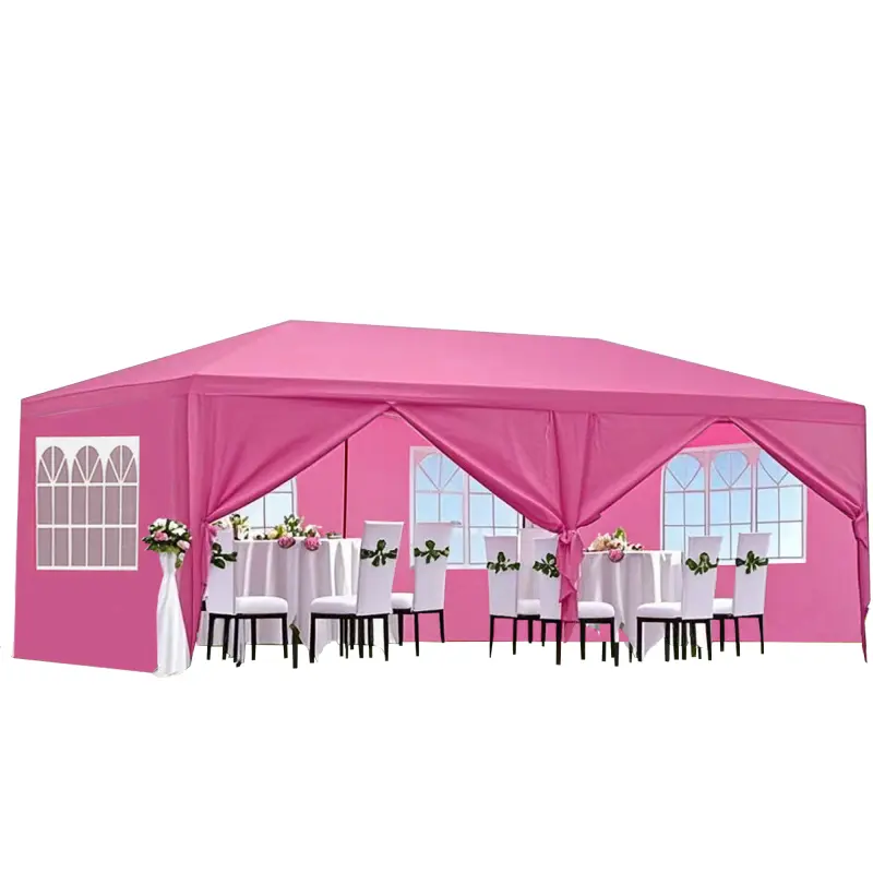 10x30'/10*20 Multi functional large event sunshade with stable steel pipe frame and reinforced ground nails, optional with window side curtain suitable for weddings, markets, and outdoor gatherings