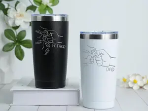 Personalized Dad Fist Bump Kids Names Tumbler | Custom Father's Day Gift for Dad, Laser Engraved Stainless Steel Mug