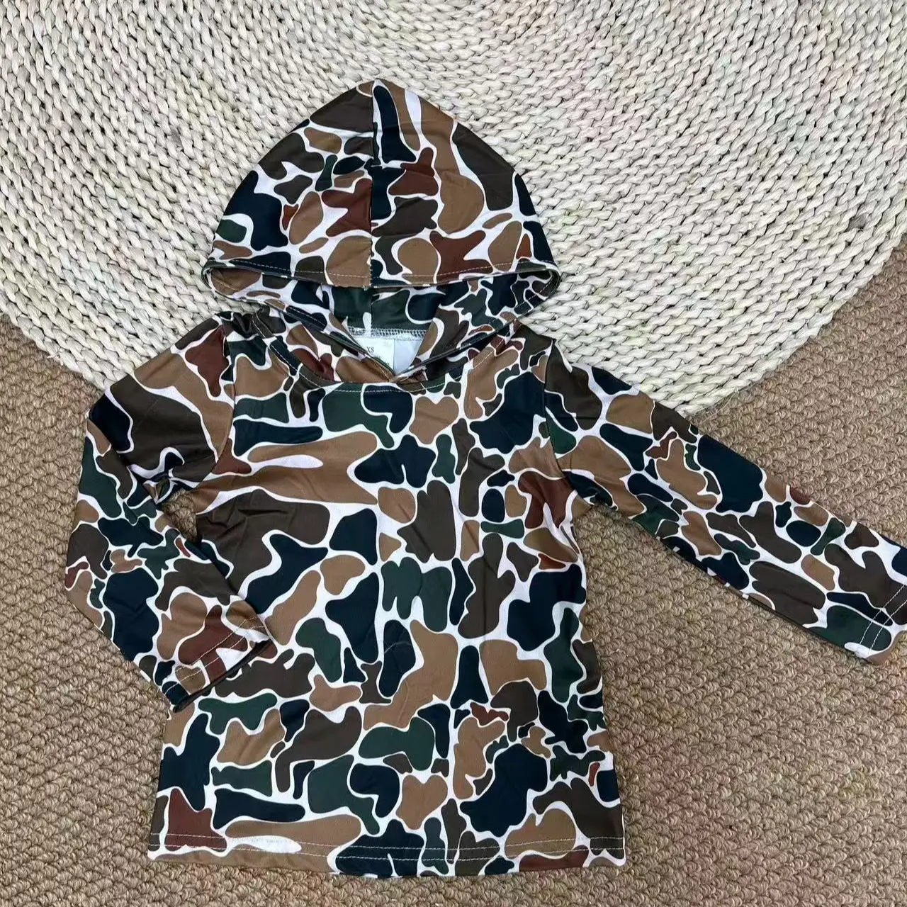 BT0921 dark brown camo long sleeve hoodie boys pullover boys top