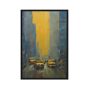 Manhattan Glimmer - Urban Framed Canvas Wall Art