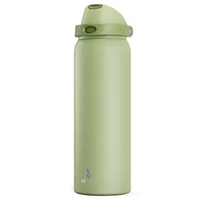 Meoky 40oz Sports Cup Stainless Steel Thermos Cup with 2-in-1 Straw & Spout Lid Leak Proof Cold for 24 Hours Cold for 24 Hours, Protective Silicone Base, for Sports Gym BPA-Free for School