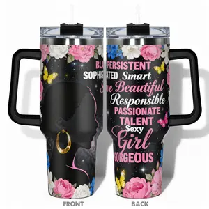 1pc 40oz/30oz/22oz/20oz/14ozCup Stainless Steel Insulated Tumbler With Sophisticated Brave Girl Design, Leakproof Large Capacity, Needed for Gym, Hiking, Travel Ideal Birthday Christmas Gift Perfect Gift