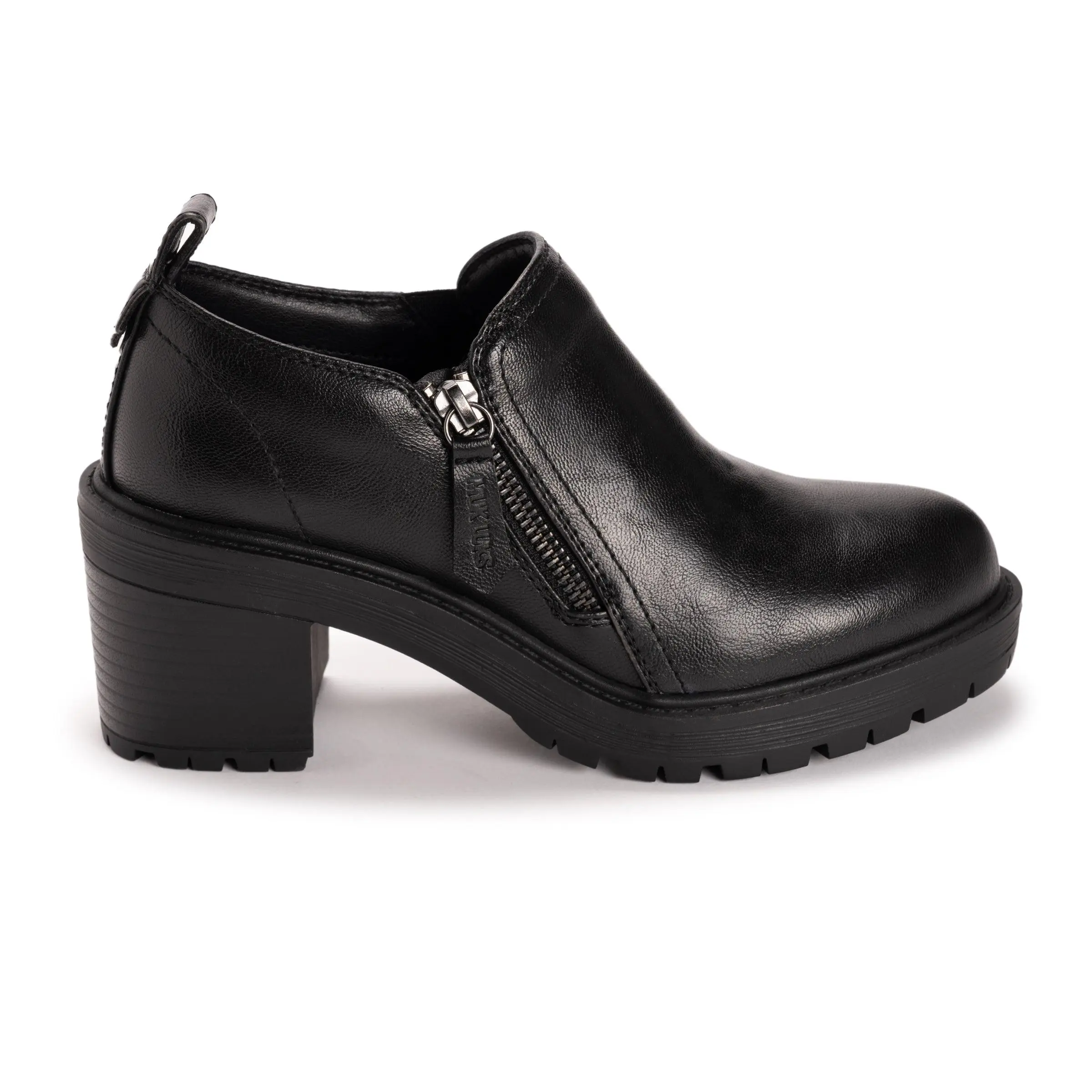 Muk Luks Women's Lainey Ankle Shootie, Stylish Chunky Platform Block Heels with Side Zip and Comfort Memory Foam Insole, Shoe, Round Toe, Easy On/Off, All Season, Women's Shoes, Comfy Footbed, Perfect Fit, Rear Pull Tab