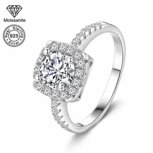 Halo Moissanite Engagement Ring – 0.5 CARAT–3 CARAT | 925 Sterling Silver