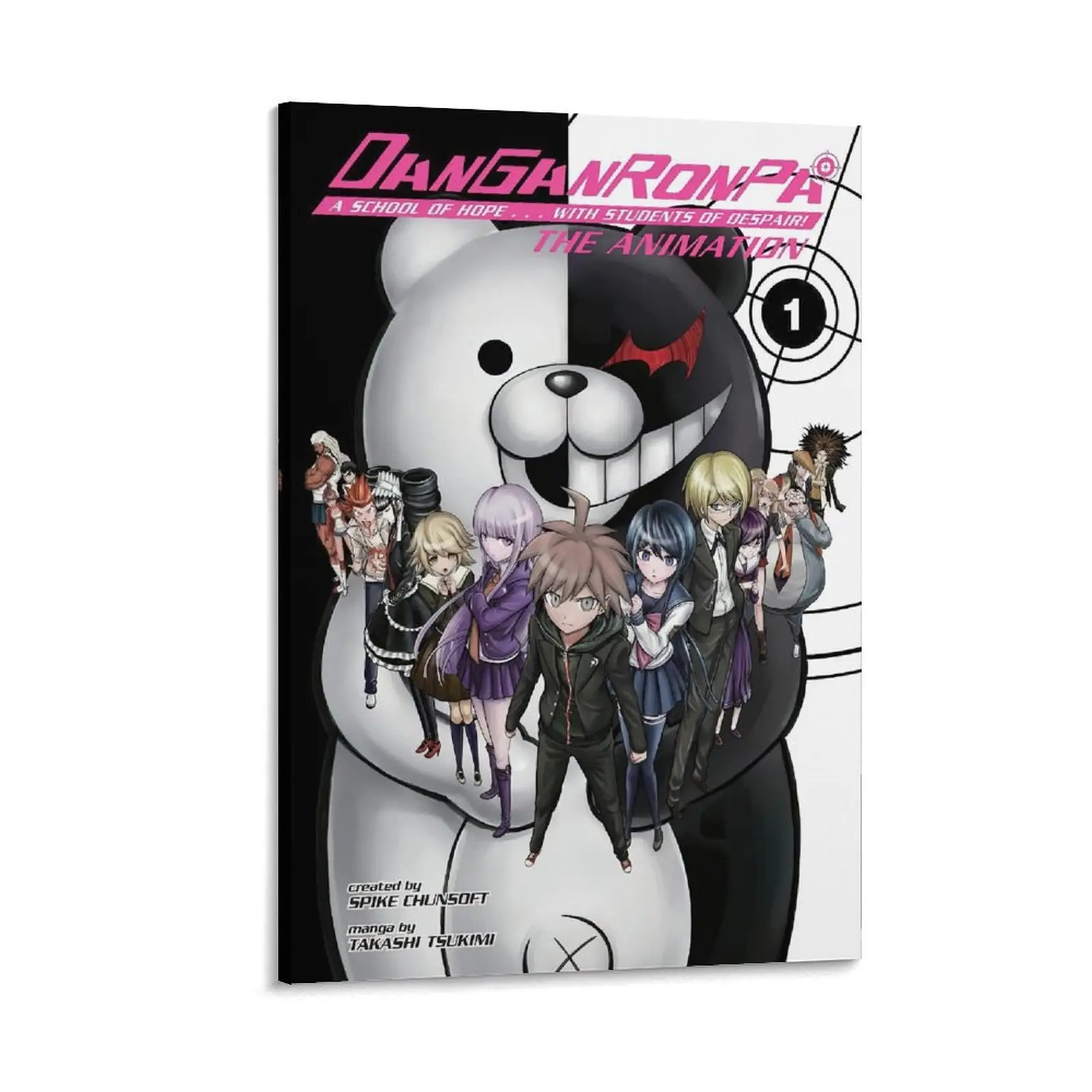 Danganronpa Monokuma Wood Poster Print, Canvas Wall Art for Living Room & Bedroom, Anime-Inspired Home Decor for Office, Gift-Worthy Framable Artistic Ornament