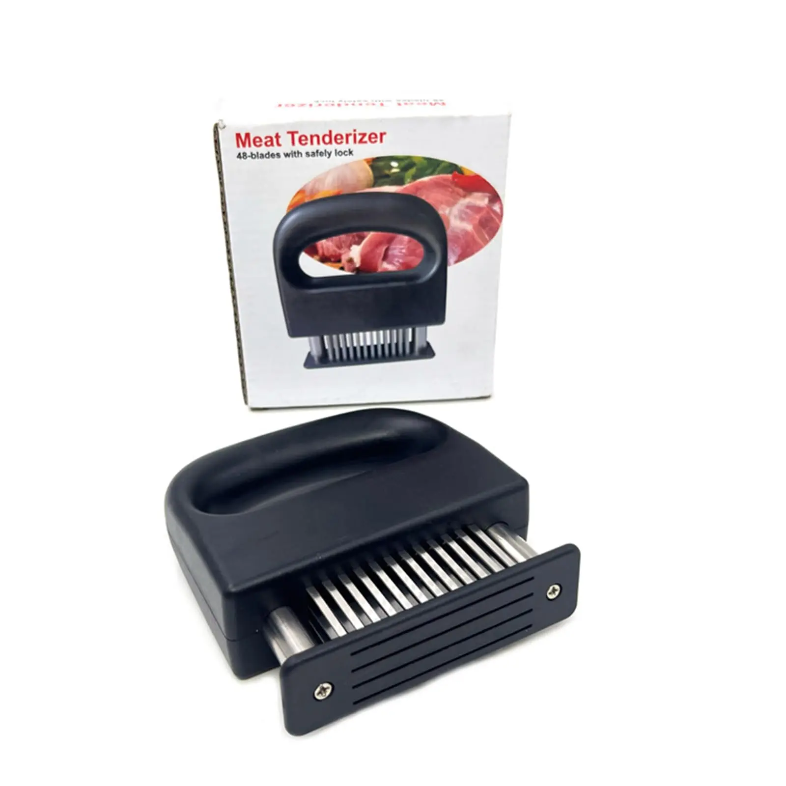 【Summer Sale Deals】Professional Spring-Loaded Meat Tenderizer - 48 Stainless Steel Blades Heavy-Duty Kitchen Gadget for Quick Marinating, Veal & Tough Cuts, Large Size for Daily Use All Seasons, Durable, Fish