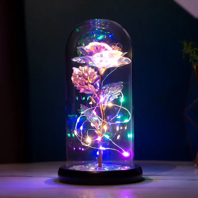 Valentines Day Rose Gifts for Her Women Birthday Gift Glass Rose in Glass Dome Forever Crystal Roses Anniversary Valentine Gifts for Women Daughter Mom Wife Girlfriend