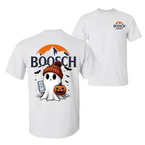 Boosch Light Halloween Cute Boo Boo Ghost Pumpkin T-Shirt, Trendy Halloween Spooky Season 2 Sided Graphic Design Unisex Cotton T-shirt for Men for Women, Menswear Womenswear Top