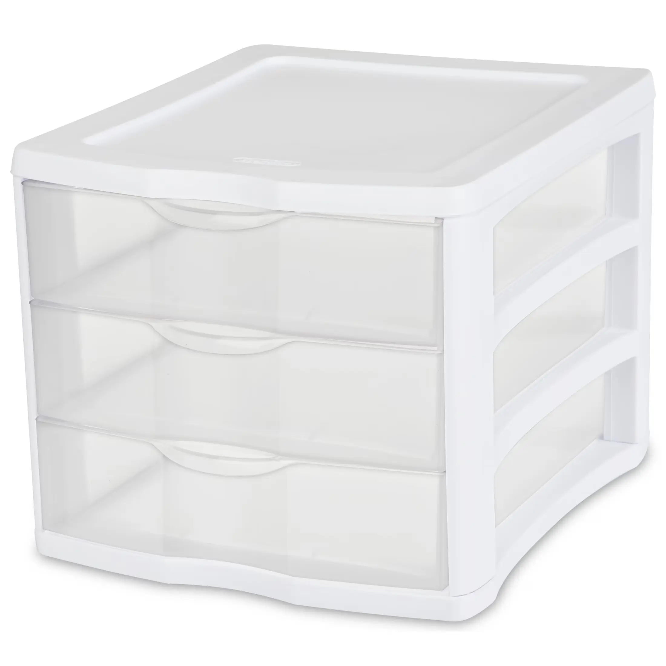 Sterilite 3 Drawer Unit, Countertop Organizer, Clear Storage Solution for Desks, Countertops, and Shelves, White.