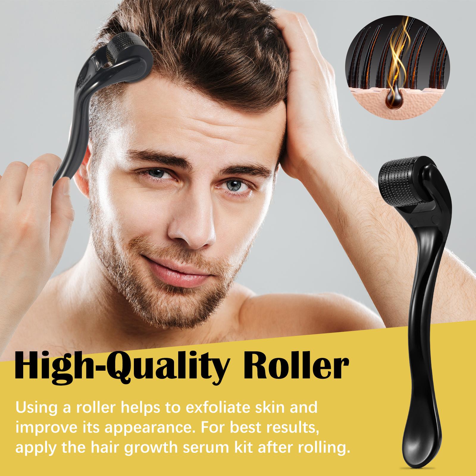 Beard care/hair care with Roller 0.25mm Scalp Kit,Scalp Treatments,Serum With Biotin, Microneedle Beard Roller for Thicker Longer Fuller Hair and Beard ,Gifts for Men Dad,Birthday gift,Daily hair care/Hair Care and Styling