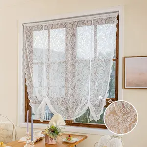 New lace phoenix tail flower pull-out curtain, window screen, suitable for living room, dining room, bedroom decoration, semi-light-blocking curtain, Home Decoration Curtain