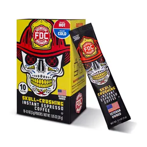 Fire Dept. Coffee’s Skull-Crushing Espresso- Instant Espresso Coffee Packets - 10 Single Serve Packets - Veteran Owned Flavor Convenience Premium Hot