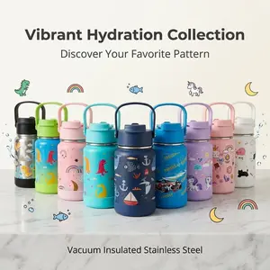 350ML Stainless Steel Water Bottle, Leak-Proof Insulated Cup with Straw Lid, Durable for Camping, Sports, Kids' Birthday Gift, School Trips