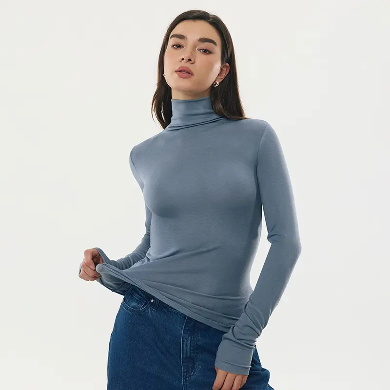 C202 Women Merino Wool Turtleneck Sweater Lightweight Soft Slim Fit Long Sleeve Spring Top,clothes for back to school,first day of school outfits
