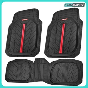 CAR PASS Tire Tread DeepDish Rubber Floor Mats，Heavy Duty car mats， Universal XL~M ，Fit for Truck SUV Vehicle Automotive, Waterproof car mats 3 Piece