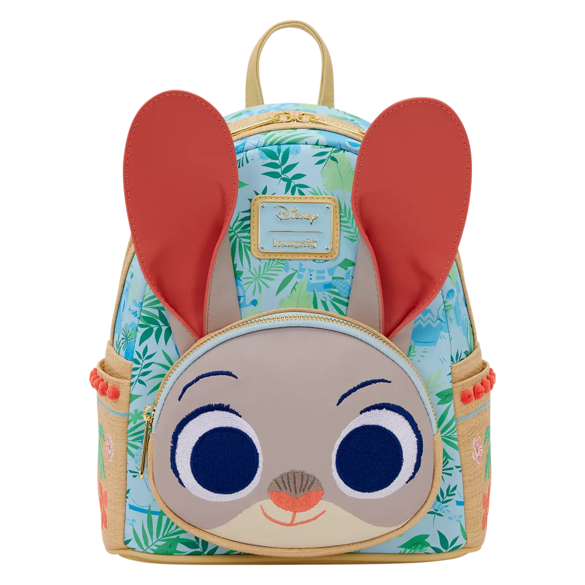 Loungefly Disney Zootopia 2 Judy Hopps Mini Backpack, Hawaiian Print Polyurethane Bag with 3D Applique Ears and Embroidered Details, Weaved Material