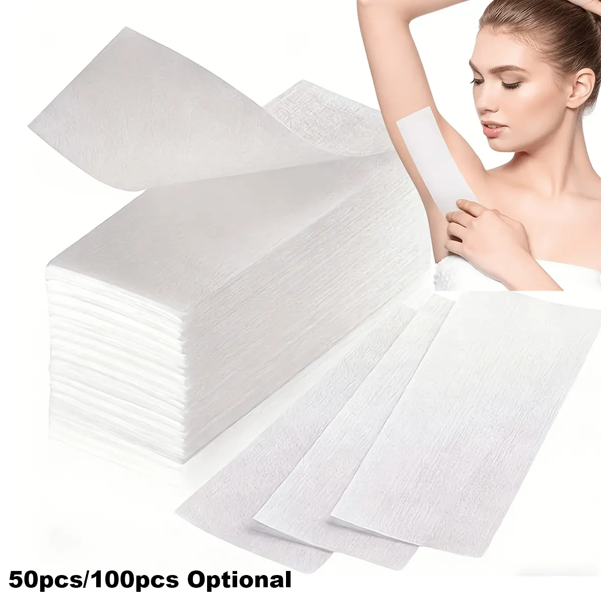 50pcs/100pcs paper hair removal wax strips, suitable for arms, legs, lips, eyebrows, underarms and other parts, unisex for men and women, Hair Removal Product, Waxing Strips