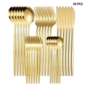 30 piece stainless steel silverware set service for 6, cutlery set including knife spoon and fork for kitchen ,flatware set suitable for restaurant and hotels  ,dishwasher safe eating utensils set