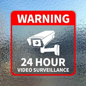 Video Surveillance Stickers, High-quality Vinyl Car Stickers, 24-hour CCTV Camera Warning Safety Stickers, Suitable for Cars, Windows, and Stores, Warning Sign, Car Decal