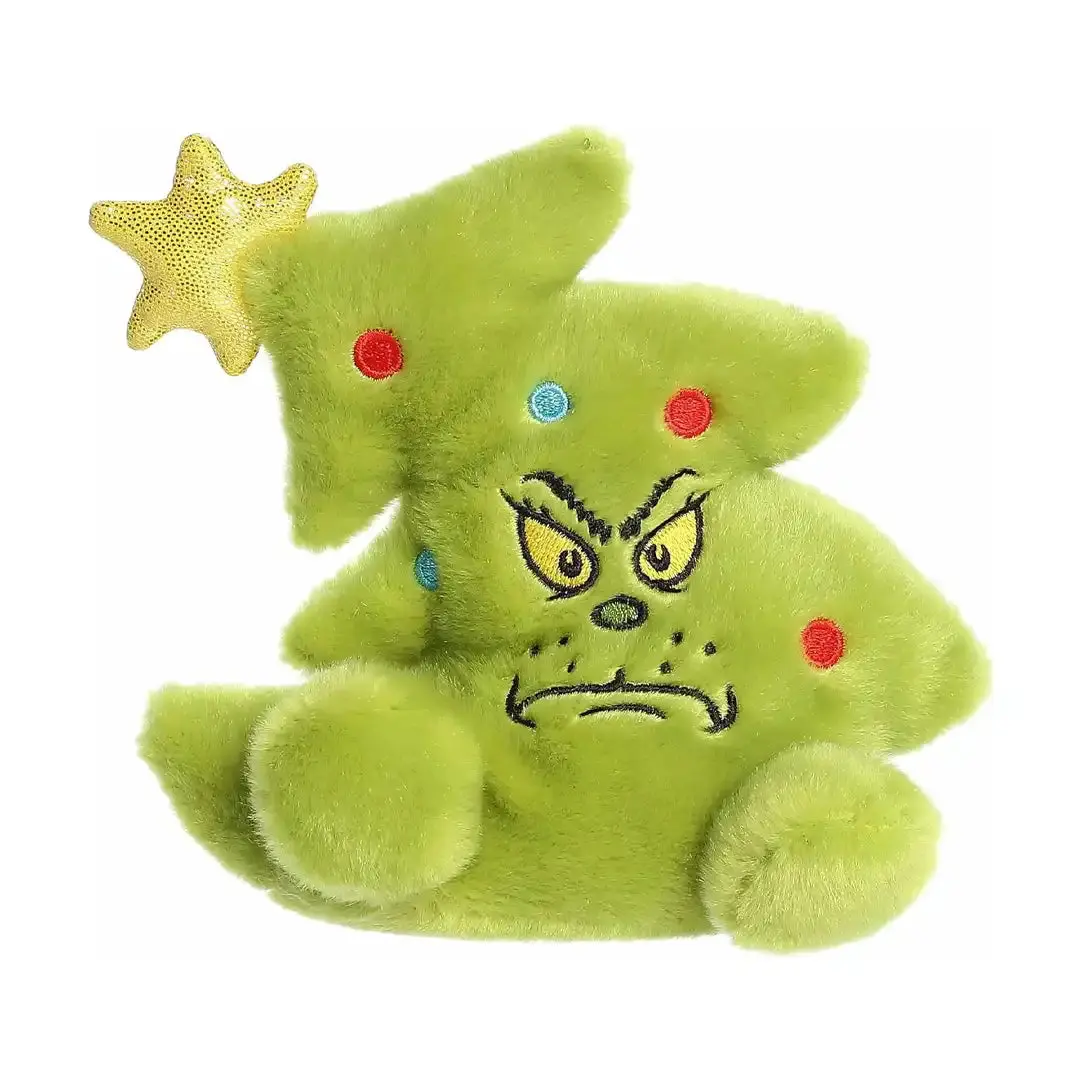 Aurora Whimsical Dr. Seuss 5-in Grinch Tree Palm Pal Plush Stuffed Toy, Interactive Play Collectible for Toys & Hobbies, Delightful Discoveries, 12 Years Above