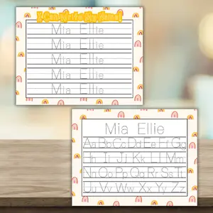 Personalized Laminated Name & Alphabet Tracing Worksheet for Kids Customizable with 15 Designs Ideal for Learning Reusable Durable Tracing Sheet for Preschoolers Kindergarten Prep & Homeschool