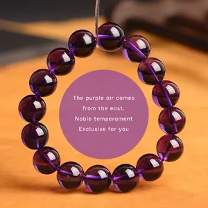 Natural 9A Collector's Grade Amethyst Bracelet Unisex Purple Crystal Beaded Bracelet Couples Lucky Charm Gift for Him & Her