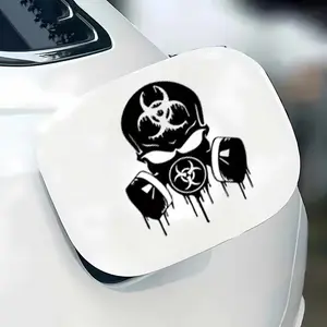 1PC Skull Dropper Car Decal - Black and White Danger Symbol Design, Suitable for Cars, Motorcycles, Trucks - Durable PVC Sticker, Suitable for Throttle or Side Panels, Vehicle Decals, Automotive Decals, High Contrast Design