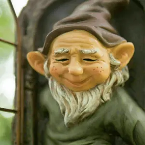Resin Nature-Themed Elf Tree Hugger Statue - Vintage-Style Garden Gnome Wall Mount for Trees & Fences - Halloween Decoration, Non-Electric Outdoor Sculpture Ornaments