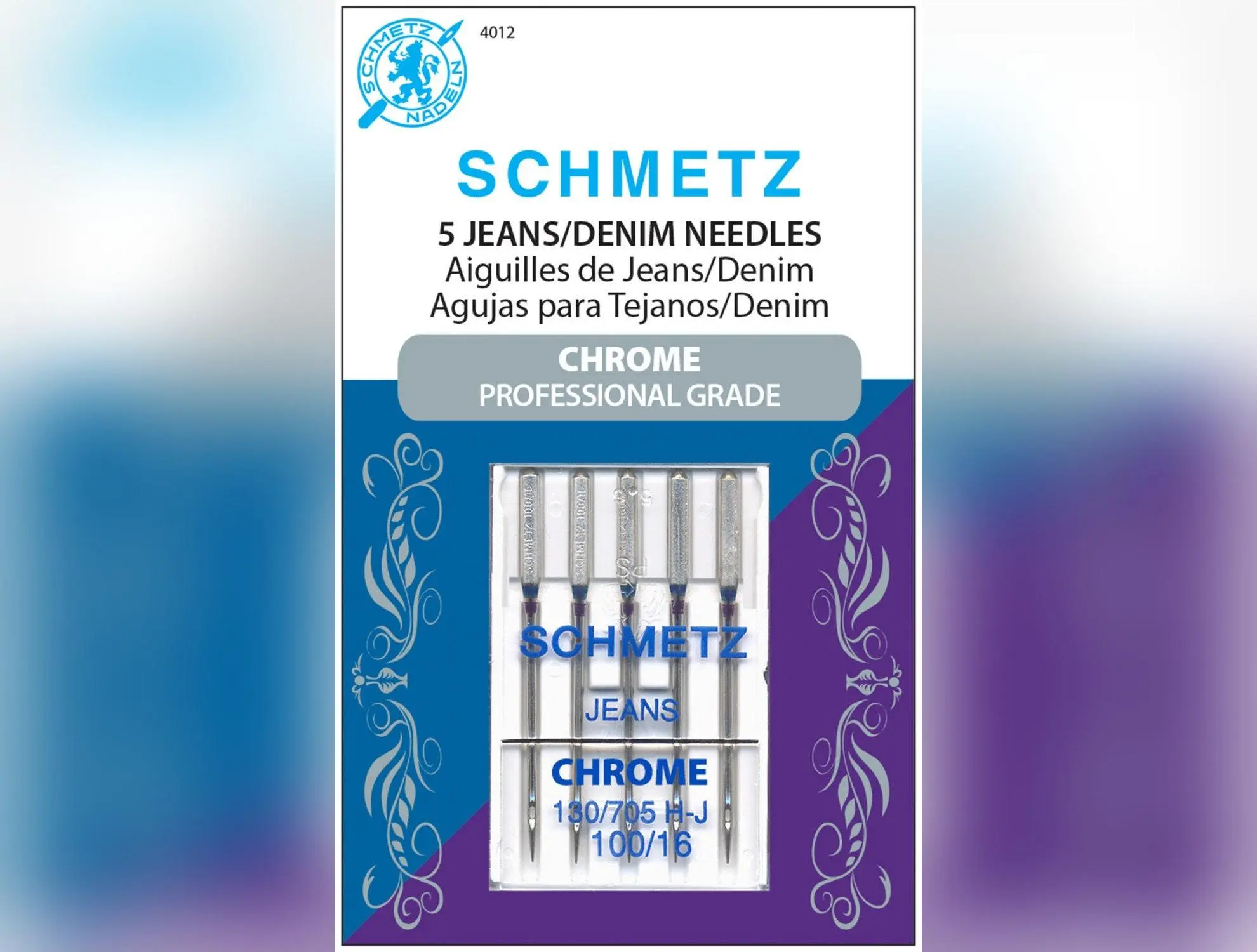 Schmetz Chrome Denim Needles - Size 100/16 - Item #4012
