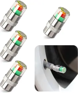Car Tire Pressure Monitor Valve, tire valve stem caps, car tire caps,tire pressure caps, 2.4Bar 36PSI 3 Color Eye Alert Tire Pressure Monitor Valve Stem Cap for Medium-Sized, Small, Motorbikes, Bicycles