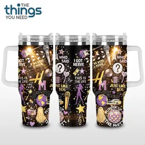 Retro Pop Culture Hannah Montana Skinny Tumbler 20oz-40oz Stainless Steel, Double Wall Insulated, With Handle & Straw – Funny Gift for Scooby Doo Lovers & Fans