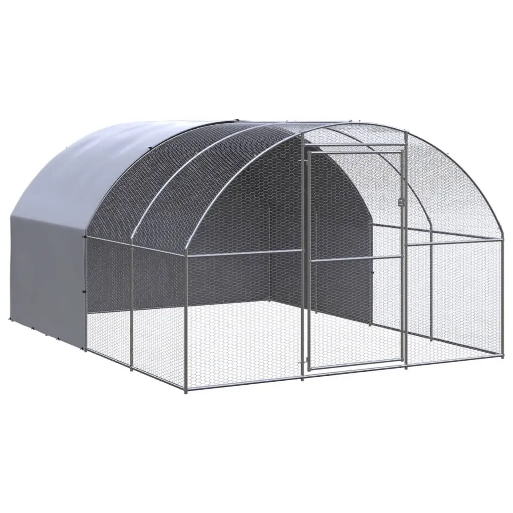 vidaXL Chicken Coop, Chicken Run Hen House, Battery Cage for Chickens Poultry, Easy to Assemble Chicken House Animal Cage, Galvanized Steel 3095473