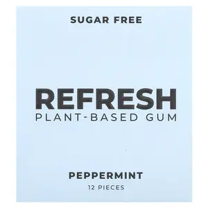 Refresh Gum Plant-Based Gum, Peppermint, 12 Pieces