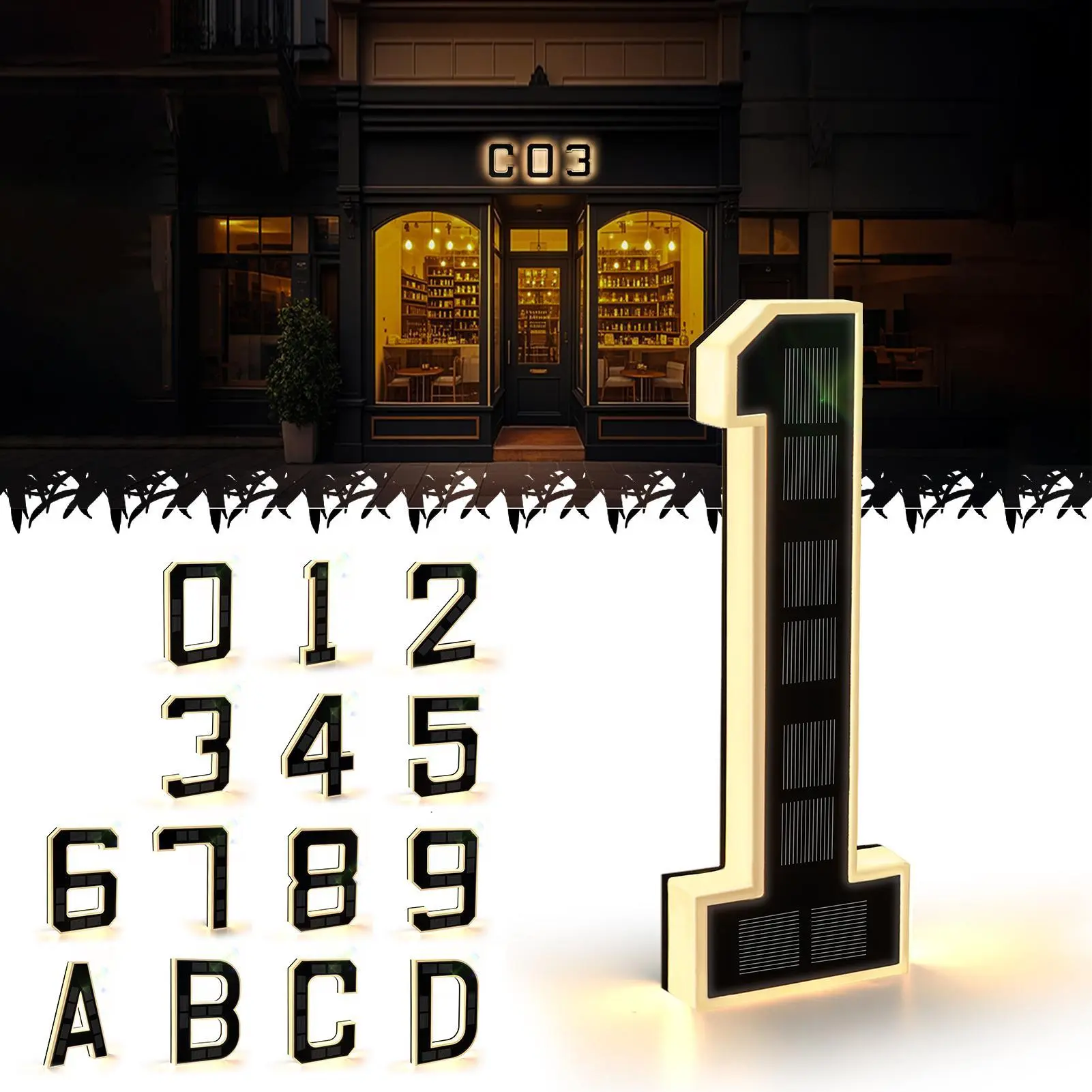 Solar Lighted House Numbers 9 Inch or 4.7  inch Waterproof LED Address Signs for Outside Modern House Numbers with Large Personalization Options,Decorate your door number, DIY personalisation.Modern Farmhouse Illuminated Sign Light Two Size Options