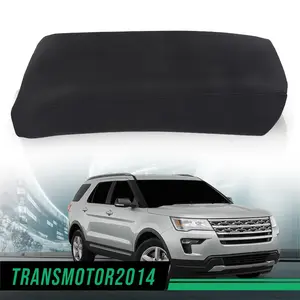 CROSSDESIGN Leather Console Lid Armrest Cover Black Fit For 2011-2018 Ford Explorer