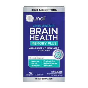 Qunol Brain Health Memory Plus, Magnesium L-Threonate & Citicoline, Clinically Tested Ingredients to Improve Memory, Focus, Attention and Productivity