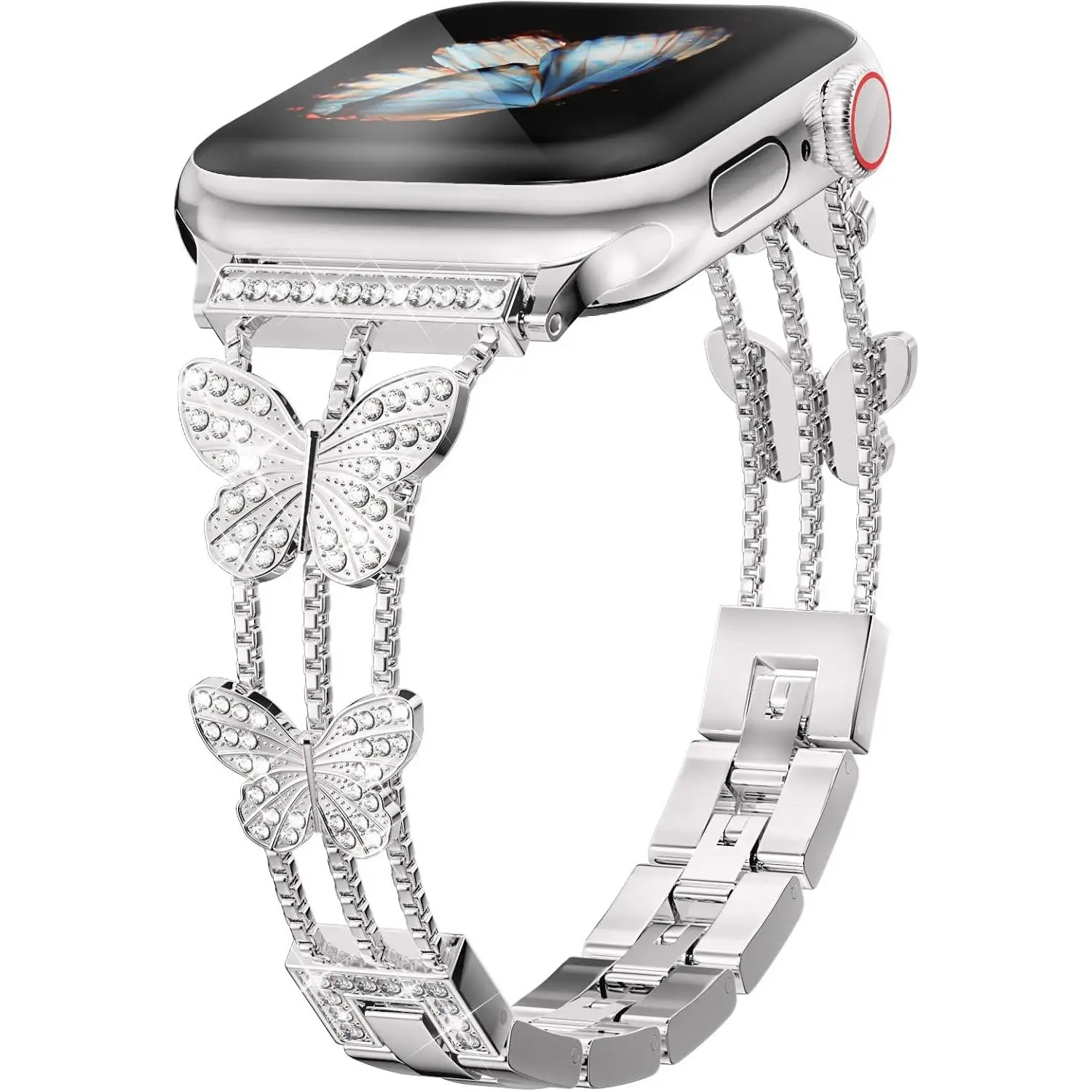 *wba-040-lyz Add sparkle to your watch with the Musk-MSKR Metal Diamond Starlight Band - compatible with Apple Watch Series 10/9/8/7/6/5/4/3/2/1/SE/Ultra - shiny and stylish for women in sizes 38mm 40mm 41mm 42mm 44mm 45mm 49mm
