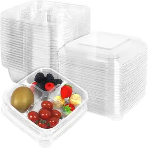40 Pack Clear Bento Snack  Containers, 4 Compartment Meal Prep Containers with  for School and Work