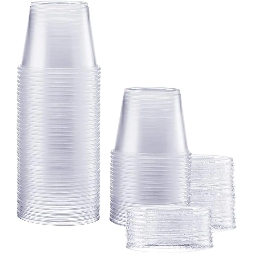 [5.5 oz. - 50 Count Clear Disposable Plastic Portion Cups with Lids - Souffle Cups, Clear Jello Shot Containers With Lids  for salad Dressing and More - (Formerly Comfy Package)