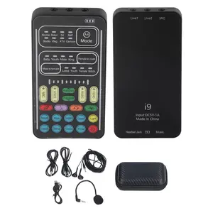 i9 Sound Card Live Streaming Kit Portable Handheld Microphone Voice Converter Compatible with Apple, Android, PS4/PS5/Xbox/PC Gaming Items