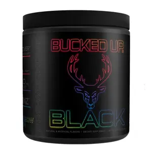 Bucked Up Black Pre-Workout Powder - Energy Focus Pump Hydration for Optimum Performance & Detoxification Benefits 30 Servings Fitness Supplement Boost