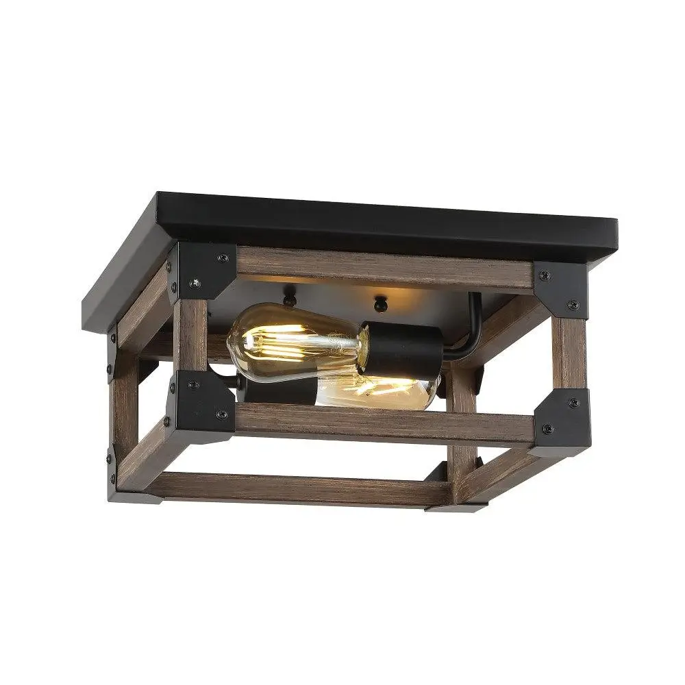 JONATHAN Y Cheshire Iron Rustic Farmhouse Dimmable LED Flush Mount Ceiling Light - Home Decor, LED Bulb-Equipped Flush Light for Indoor Use in Living Room, Bedroom, Dimmable Ceiling Lights, Home Decor Light