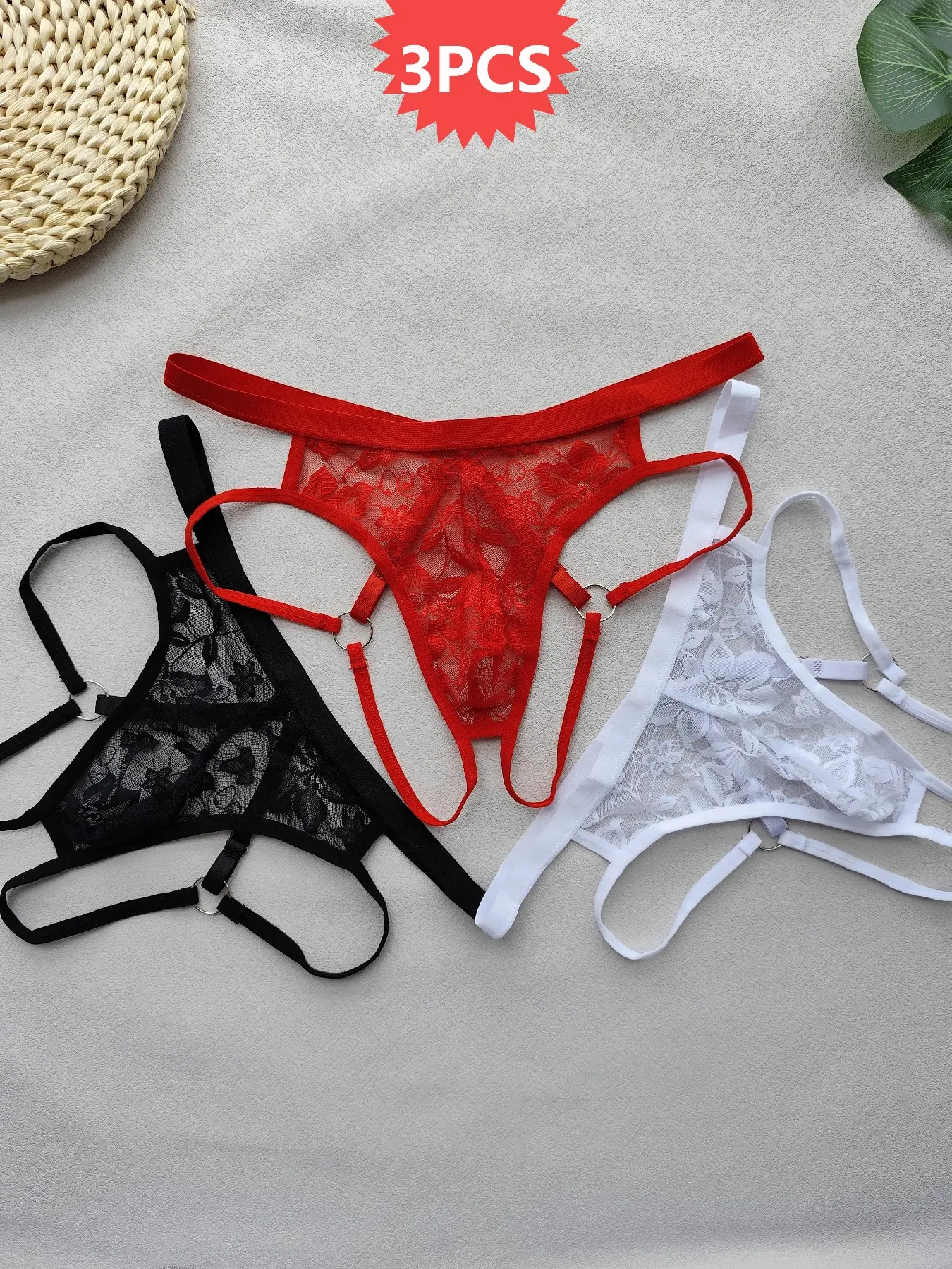 3pcs Men's Sexy Thongs with Metal Rings, Sleek Minimalist Design, Sport Underwear, Thin, Underwear All Seasons